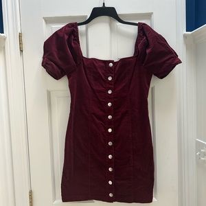 Puff sleeve button up dress